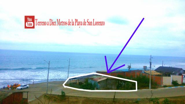 Terreno Esquinero Frente al Mar, a Tan Solo Doce Metros de la Playa Con Asombrosas y Lujosas Vistas Despejadas. Ideal Para Negocio. Ideal para impresionar.