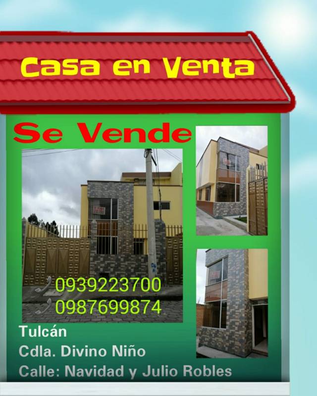 HERMOSA CASA EN VENTA TULCAN