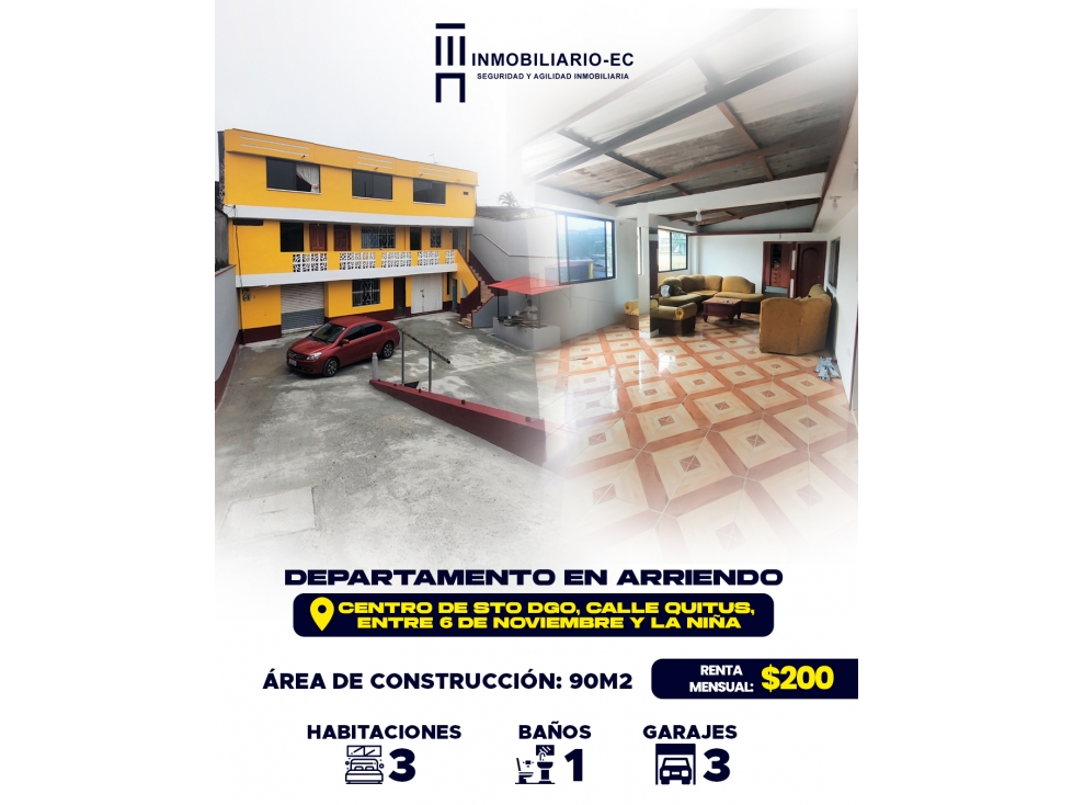 DEPARTAMENTO EN ARRIENDO EN EL CENTRO DE SANTO DOMINGO