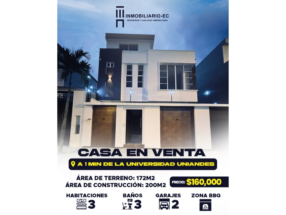 CASA EN VENTA A 1MIN DE LA UNIVERSIDAD UNIANDES