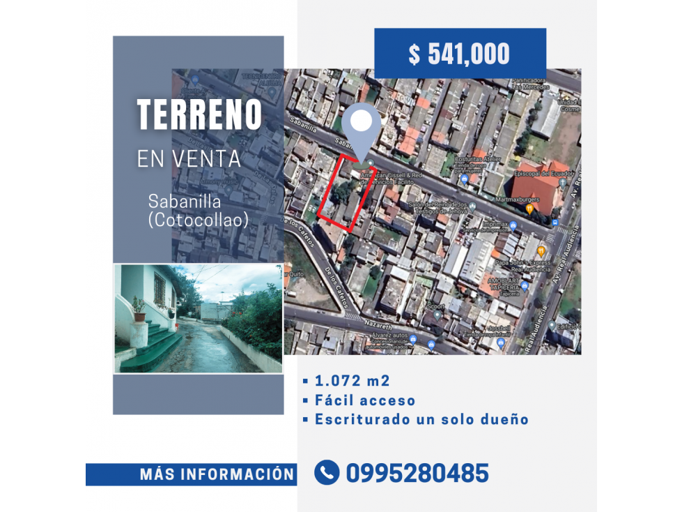 VENTA TERRENO SECTOR COTOCOLLAO -SABANILLA (VEB)